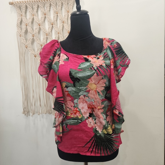 [ Rachel Roy] Women's,size XL new with tags CUTEST TROPICAL/ FLORAL BLOUSE🌺💠🌸 - Picture 12 of 16